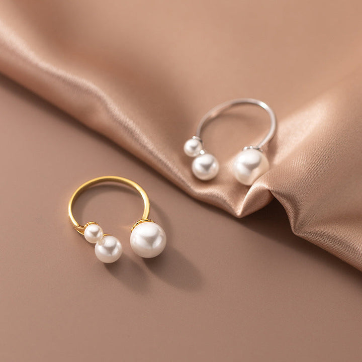 Bague en perles d'eau douce ajustable à triple niveau