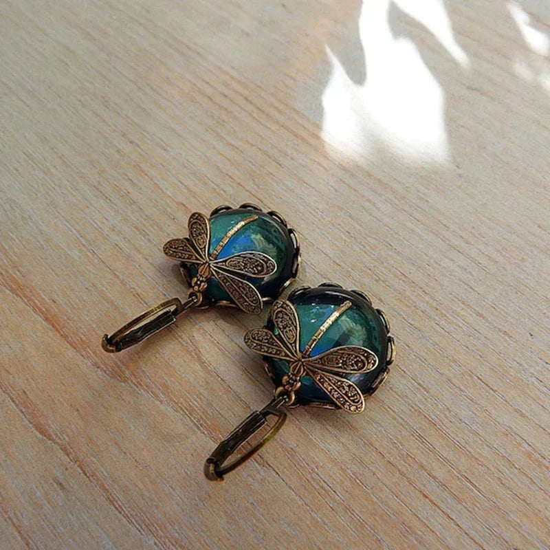 Libellule Boucles d'Oreilles Antika Guld