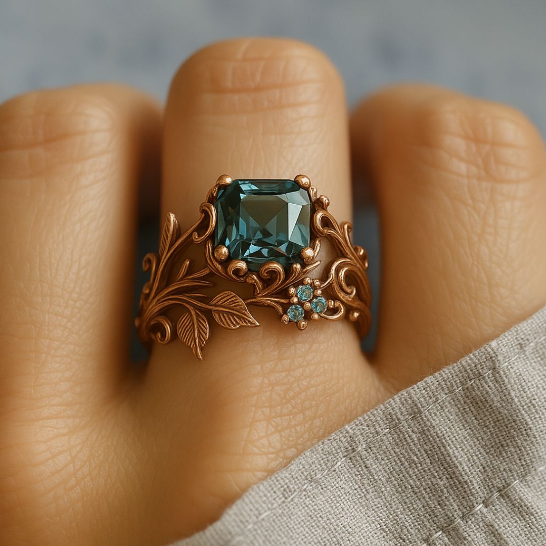 Bague en vert cristal naturel