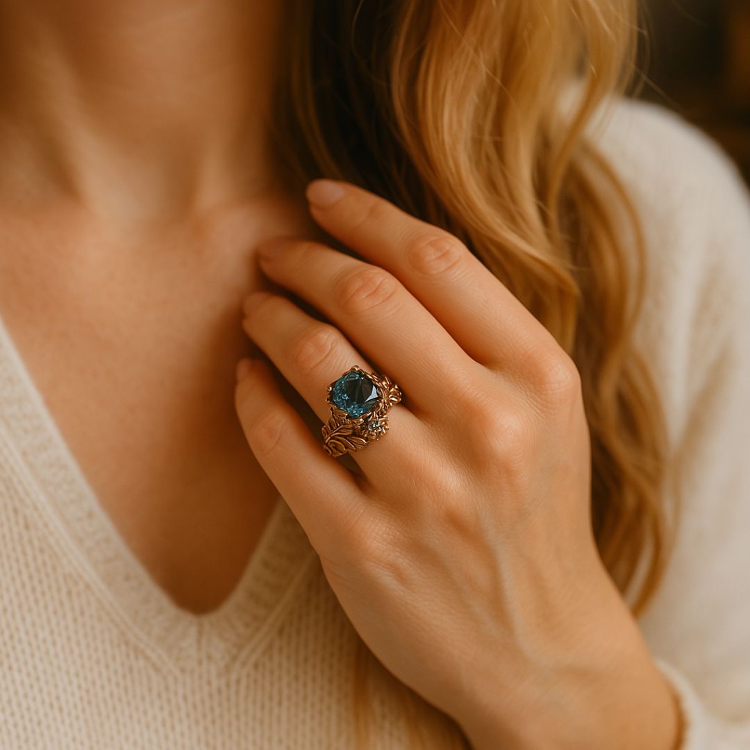 Bague en vert cristal naturel