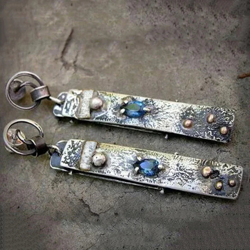 Boucles d'oreilles artisanales en pierre bleue