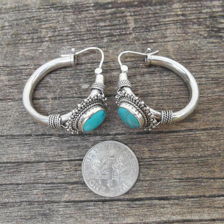 Boucles d'oreilles rétro turquoise chic