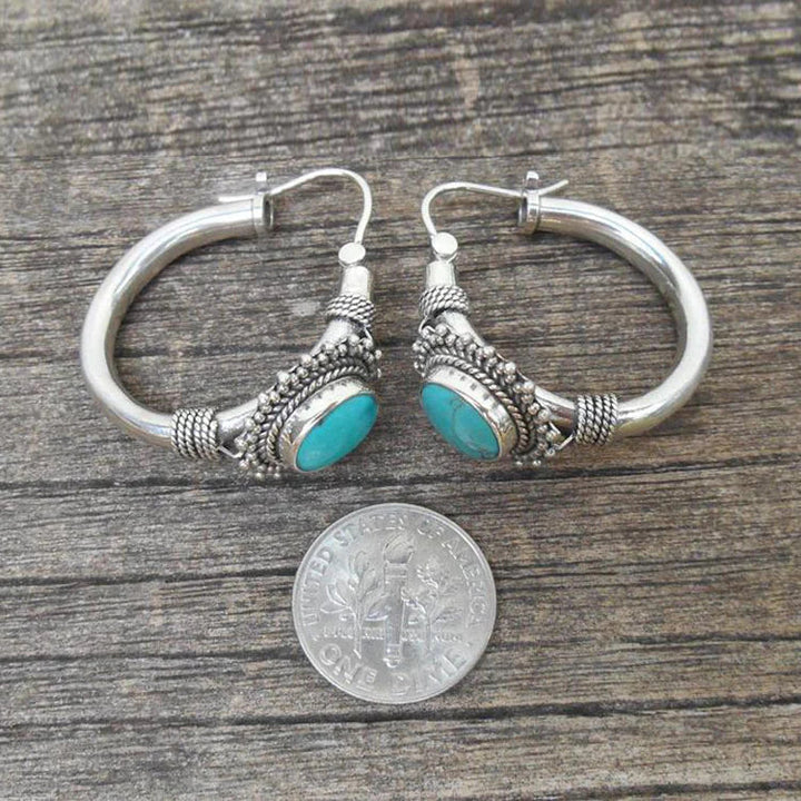 Boucles d'oreilles rétro turquoise chic