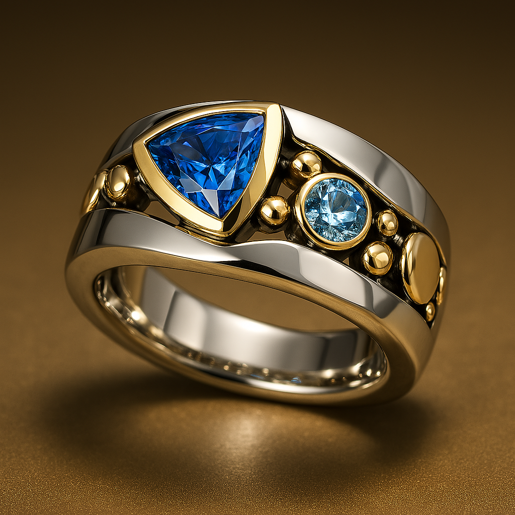 Bague en Cristal Bleu Vintage