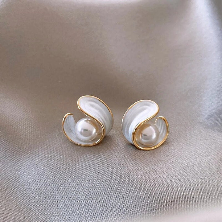Boucles d'oreilles de luxe en opale blanche et perles d'or