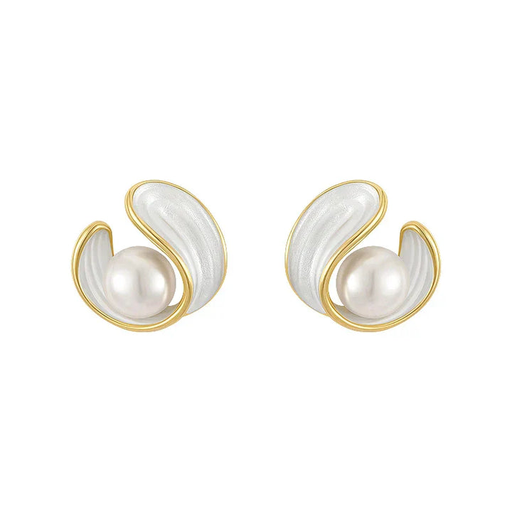 Boucles d'oreilles de luxe en opale blanche et perles d'or