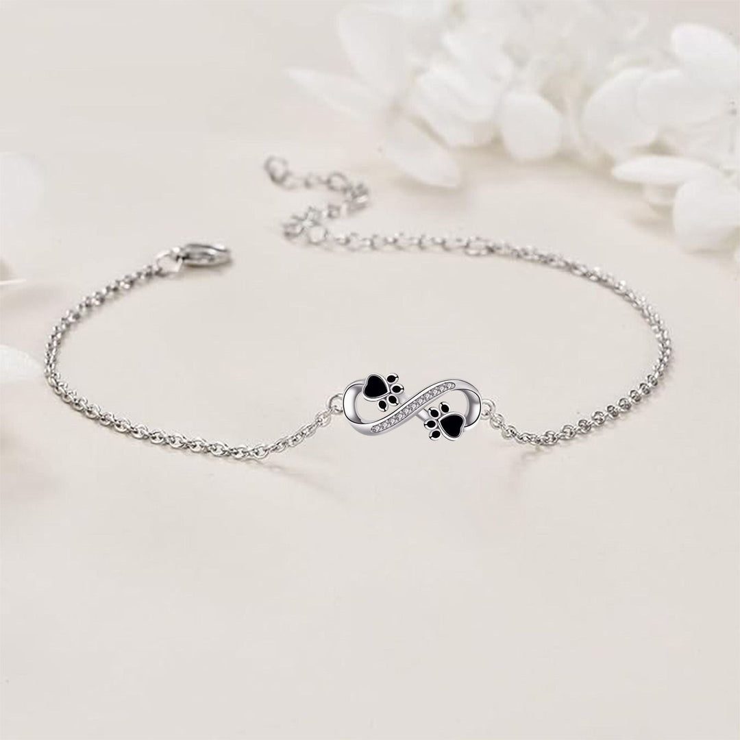 Pendentif Symbole Infini Bracelet Patte d'Animal avec Zirconia