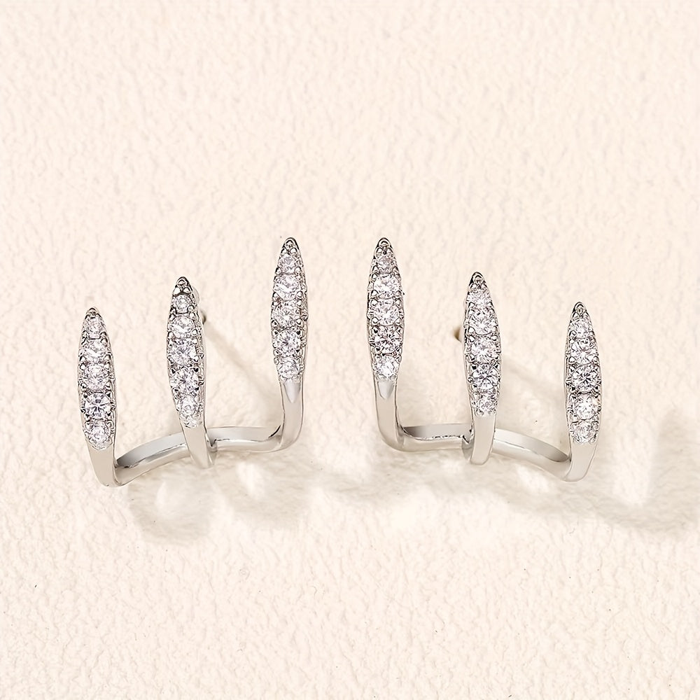 Boucles d'oreilles en strass élégantes à trois griffes