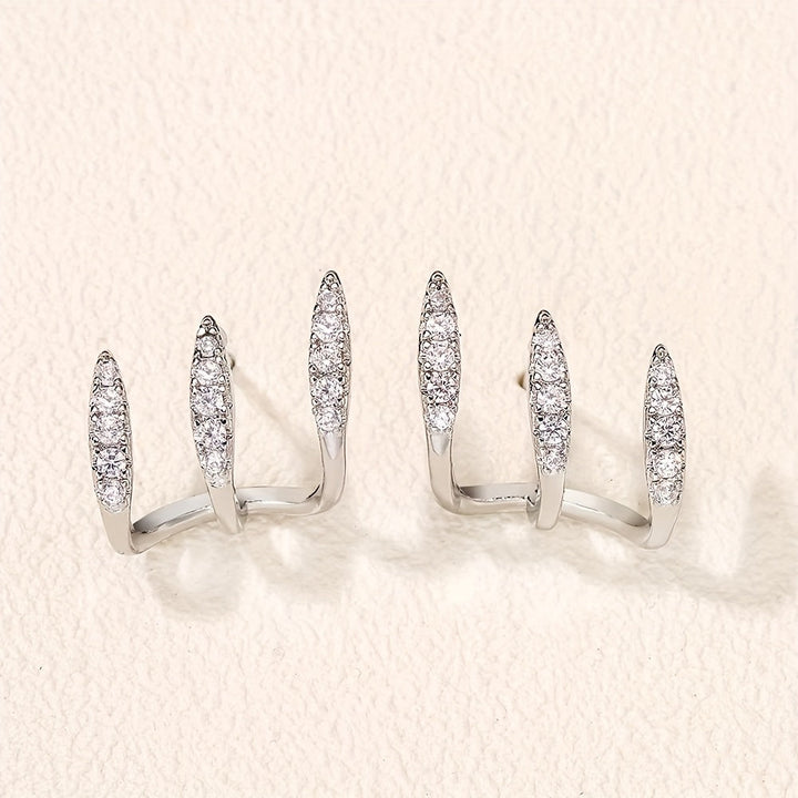 Boucles d'oreilles en strass élégantes à trois griffes
