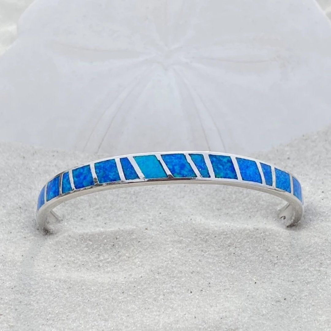 Bracelet en Opale Bleue et Argent