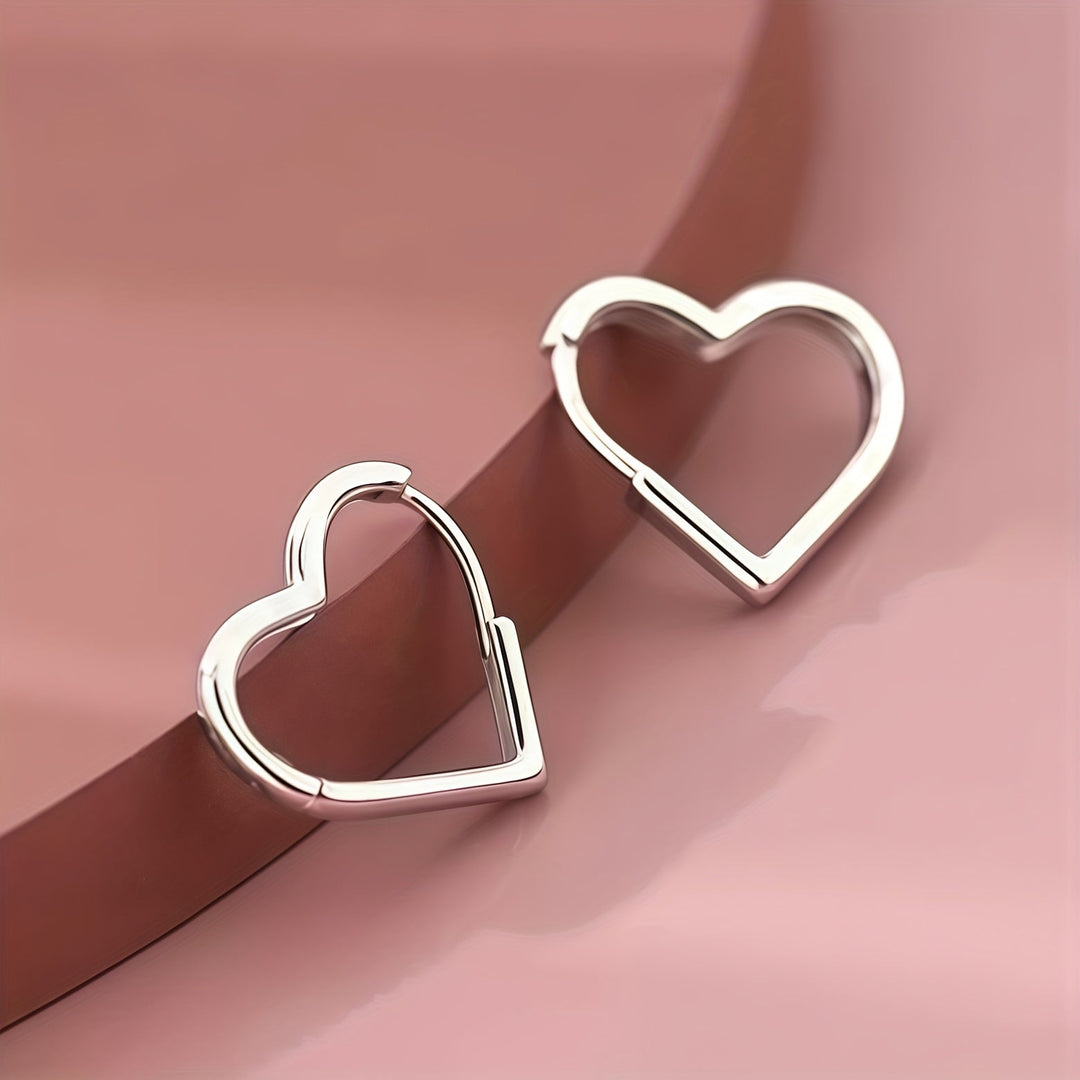 Boucles d'oreilles dorées en acier inoxydable en forme de cœur