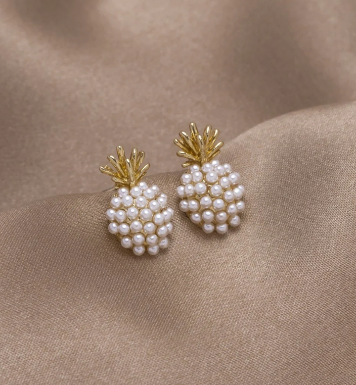 Boucles d'oreilles tropicales en forme d'ananas avec perles intégrées