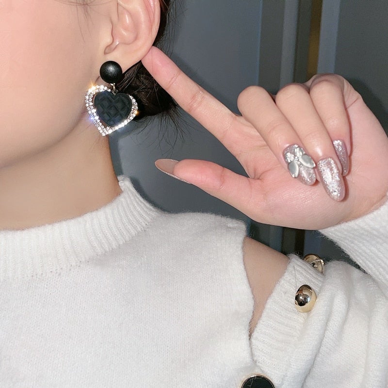 Boucles d'oreilles en Or Cœur Noir