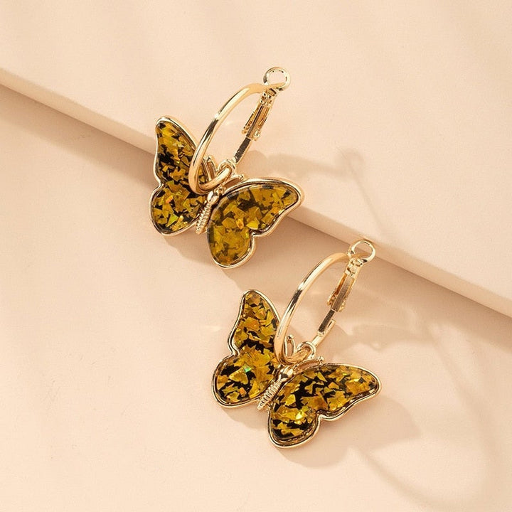 Boucles d'oreilles en forme de papillon, peintes à la main en cristal émaillé