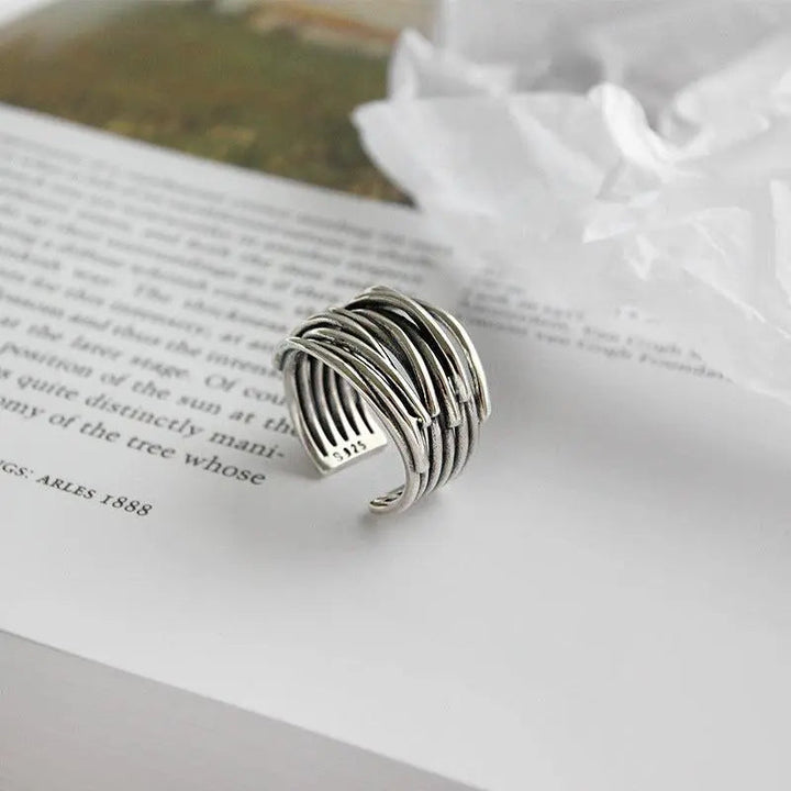 Bague ajustable en argent à plusieurs couches