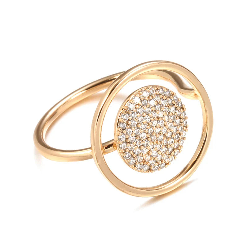 Bague en or rose 585 pour femmes, revêtue entièrement de zirconium unique