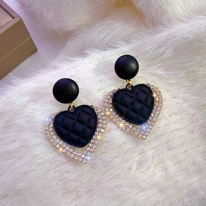 Boucles d'oreilles en Or Cœur Noir
