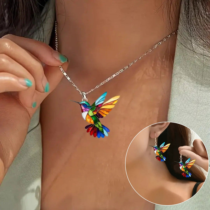 Collier Colibri Magnifique avec Boucles d'Oreilles Offertes – Offre Éphémère