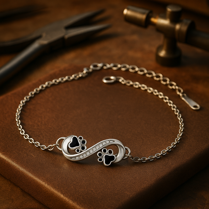 Pendentif Symbole Infini Bracelet Patte d'Animal avec Zirconia