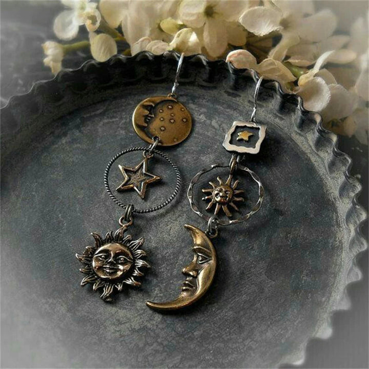 Pendentif Boucles d'Oreilles Soleil et Lune