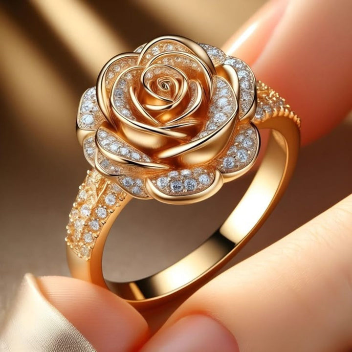 Bague en Zirconium Rose Doré Exotique
