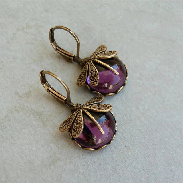 Boucles d'oreilles en Or Antique Libellule Sphériques