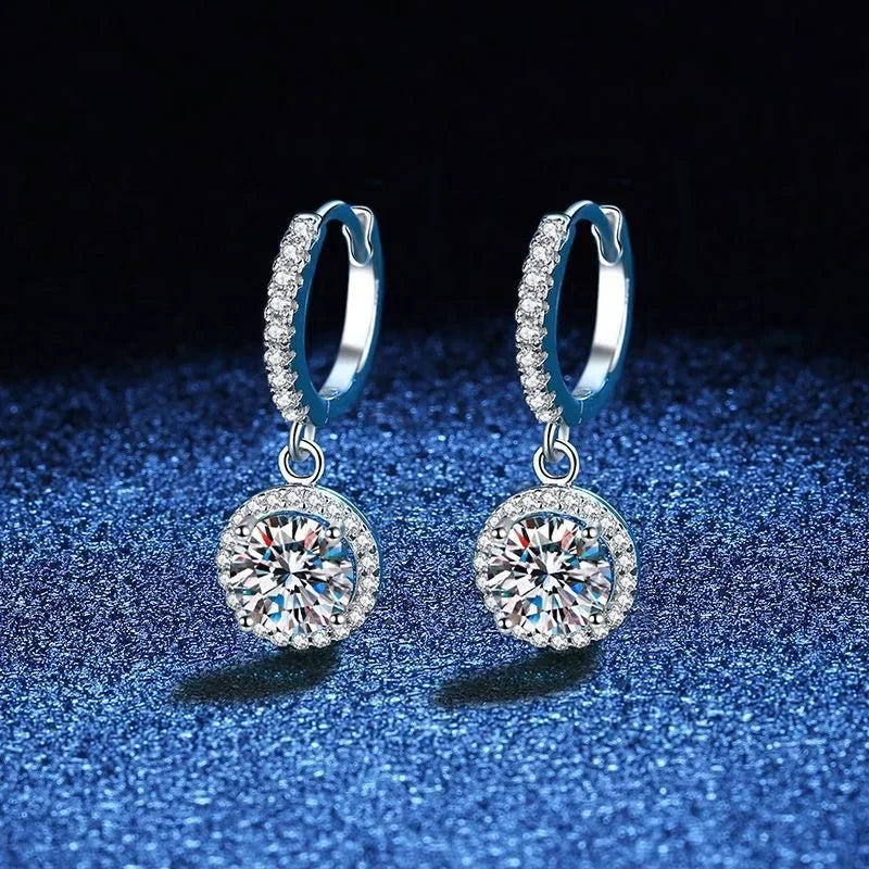 Boucles d'oreilles en argent sterling avec moissanite de 1 carat