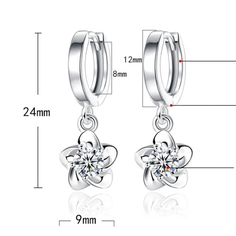 Boucles d'oreilles en argent sterling ornées de zircon blanc et violet