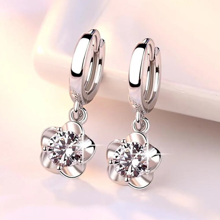 Boucles d'oreilles en argent sterling ornées de zircon blanc et violet