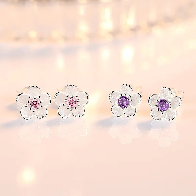 Boucles d'oreilles en zircon floral