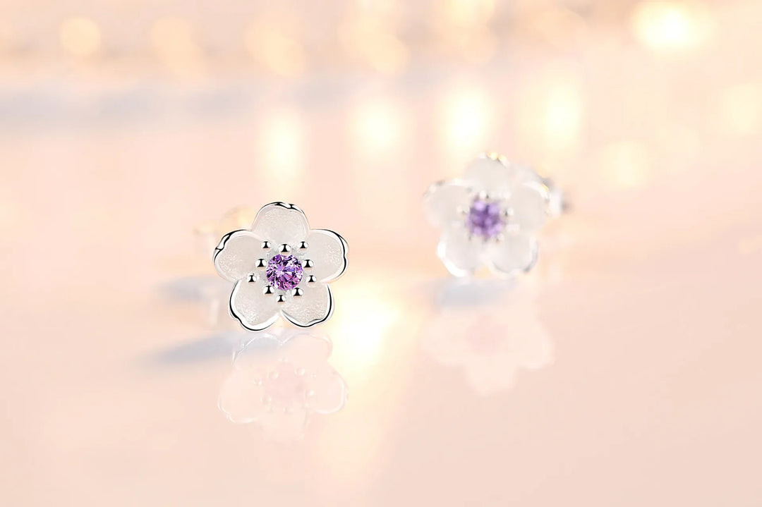 Boucles d'oreilles en zircon floral