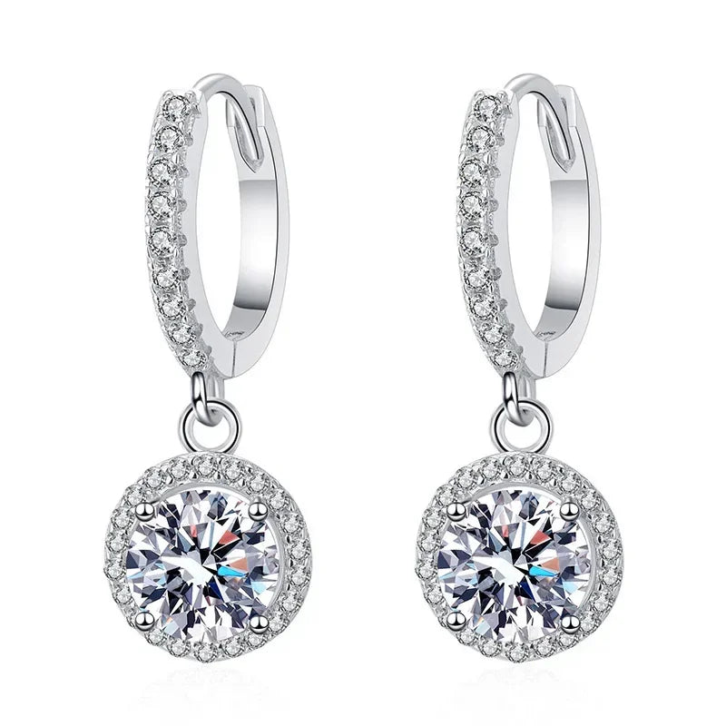 Boucles d'oreilles en argent sterling avec moissanite de 1 carat