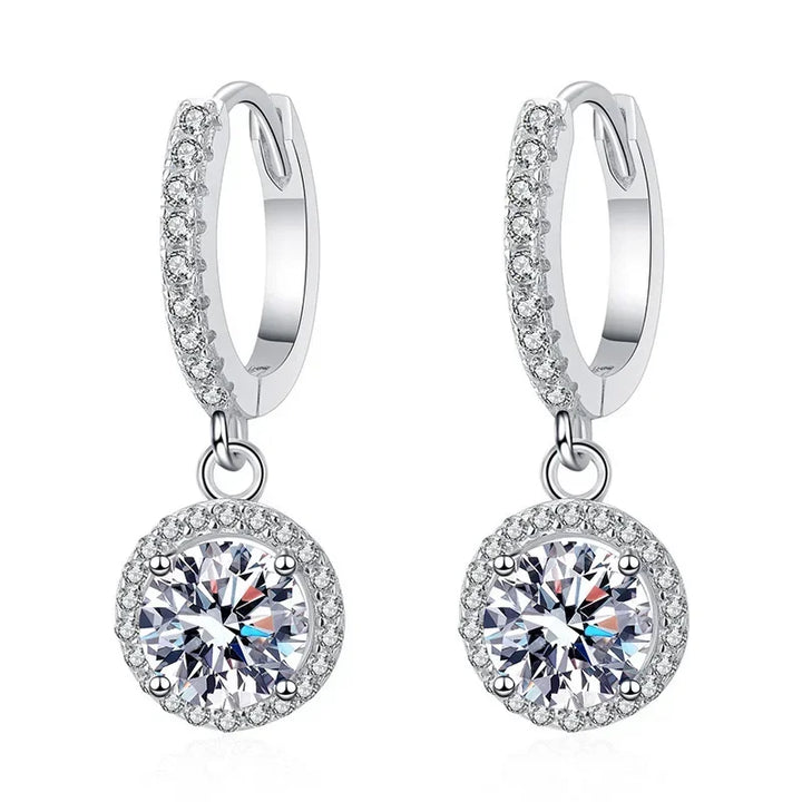 Boucles d'oreilles en argent sterling avec moissanite de 1 carat