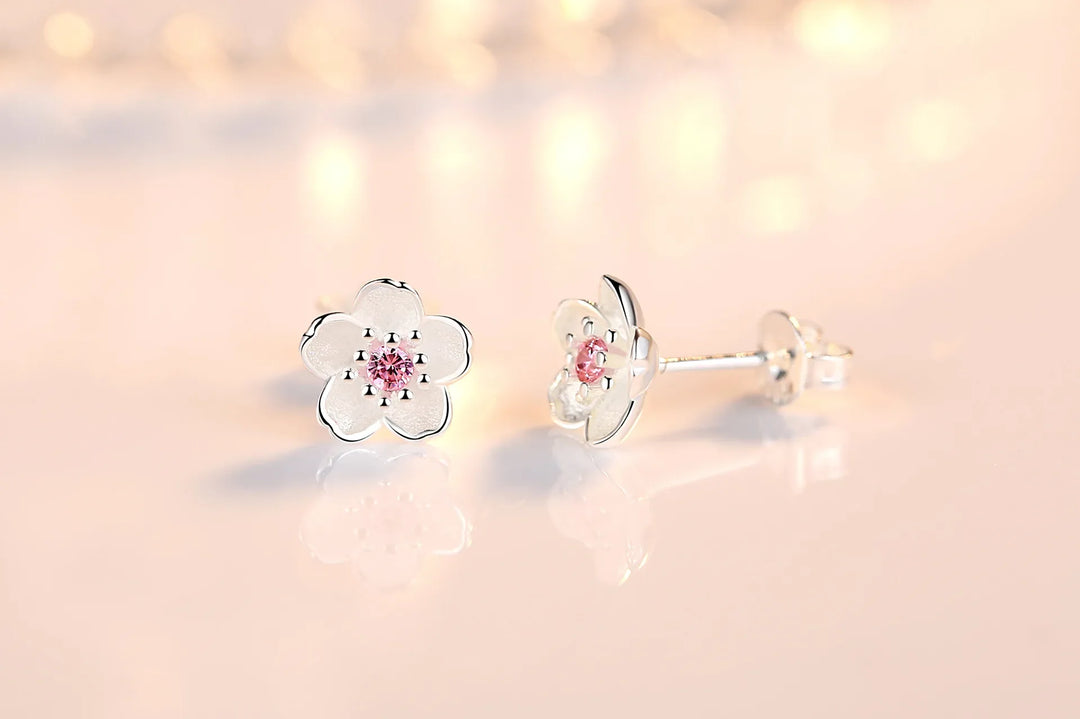 Boucles d'oreilles en zircon floral
