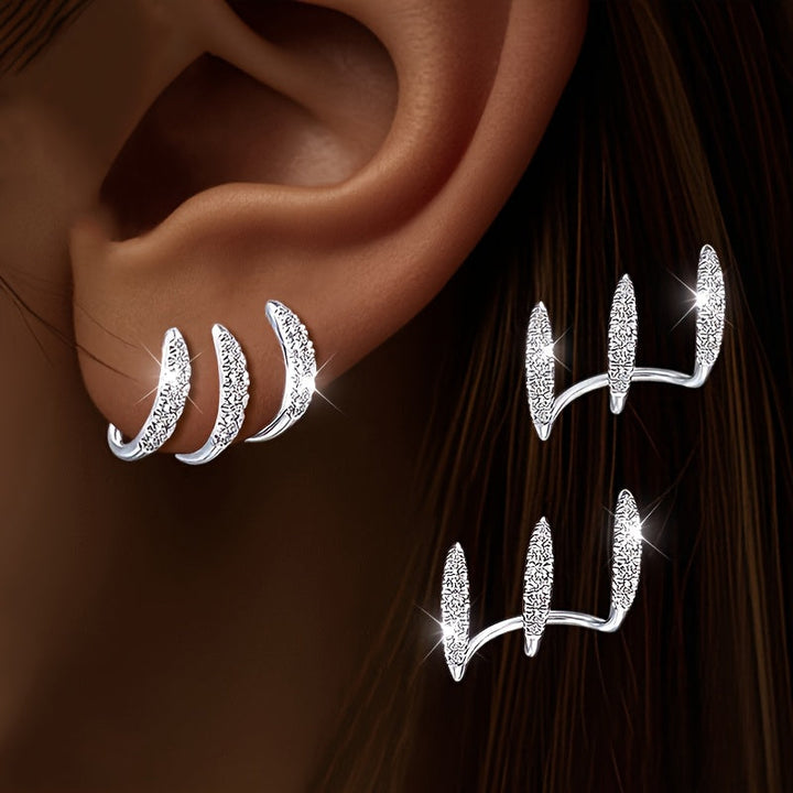Boucles d'oreilles en strass élégantes à trois griffes