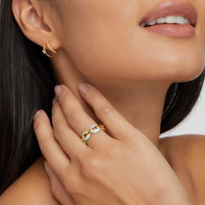 Reya Bague Chaîne en Bleu