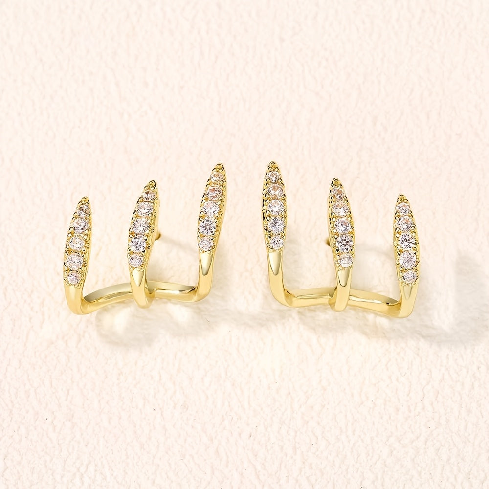 Boucles d'oreilles en strass élégantes à trois griffes
