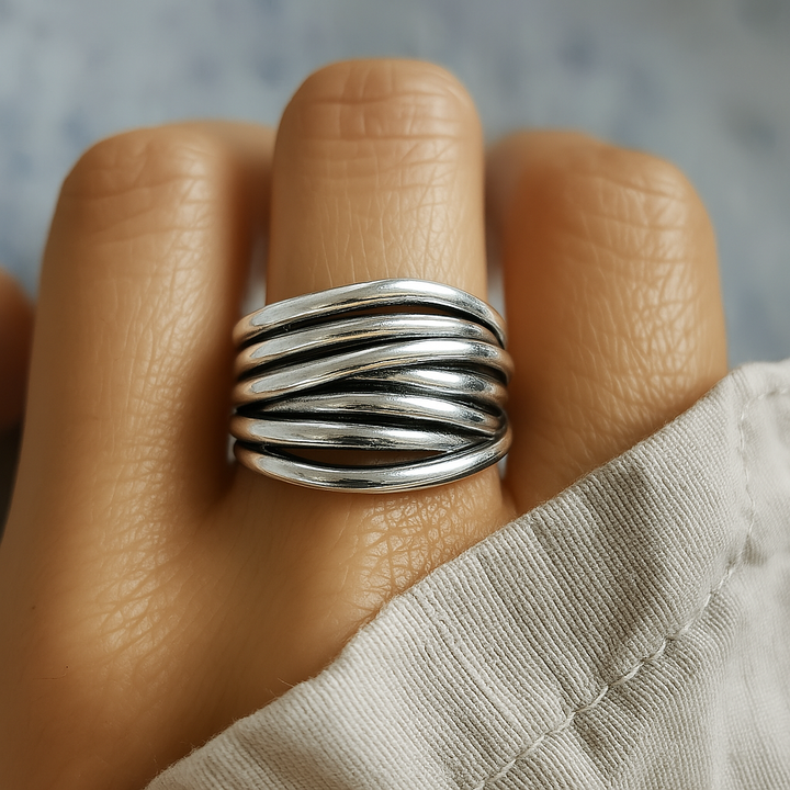 Bague ajustable en argent sterling 925 à superposer