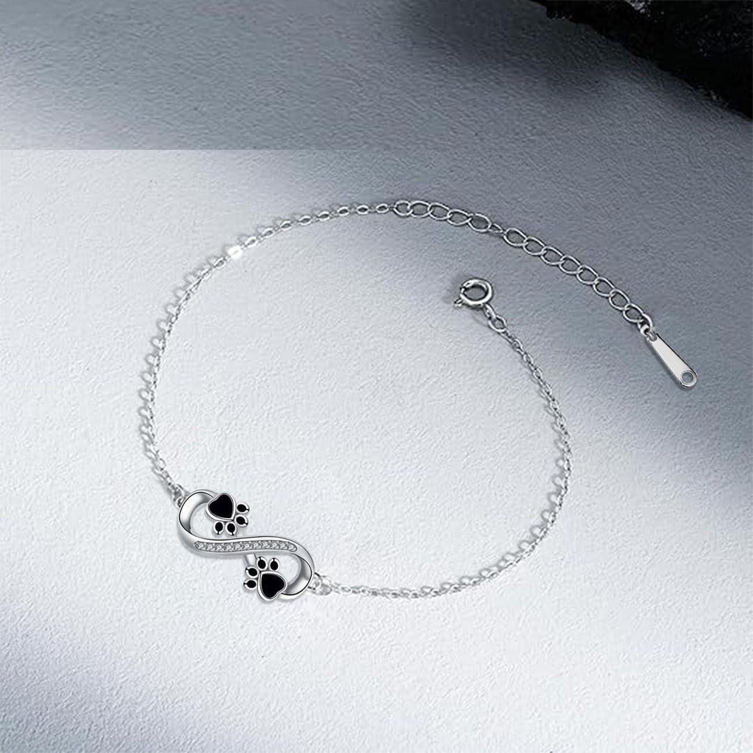 Pendentif Symbole Infini Bracelet Patte d'Animal avec Zirconia