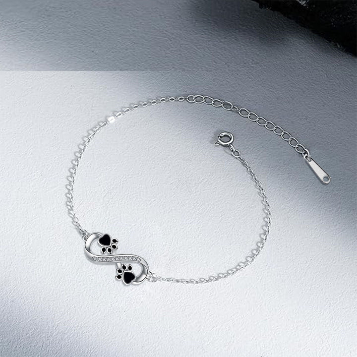 Pendentif Symbole Infini Bracelet Patte d'Animal avec Zirconia