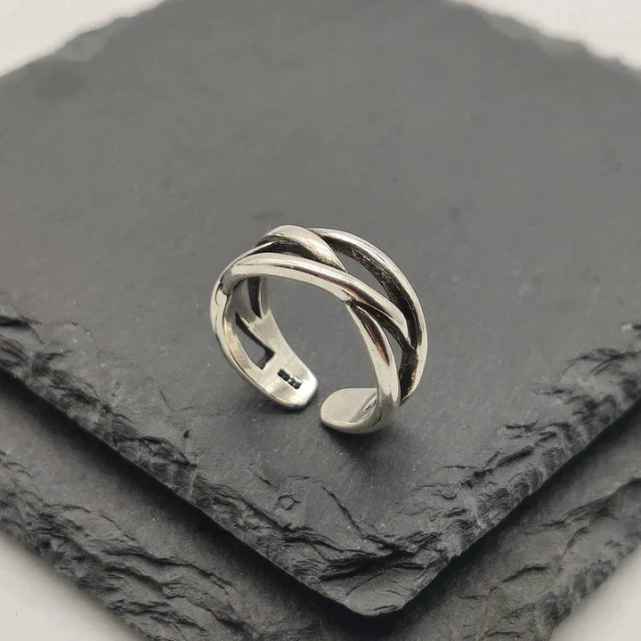 Bague Réglable Épais en Argent