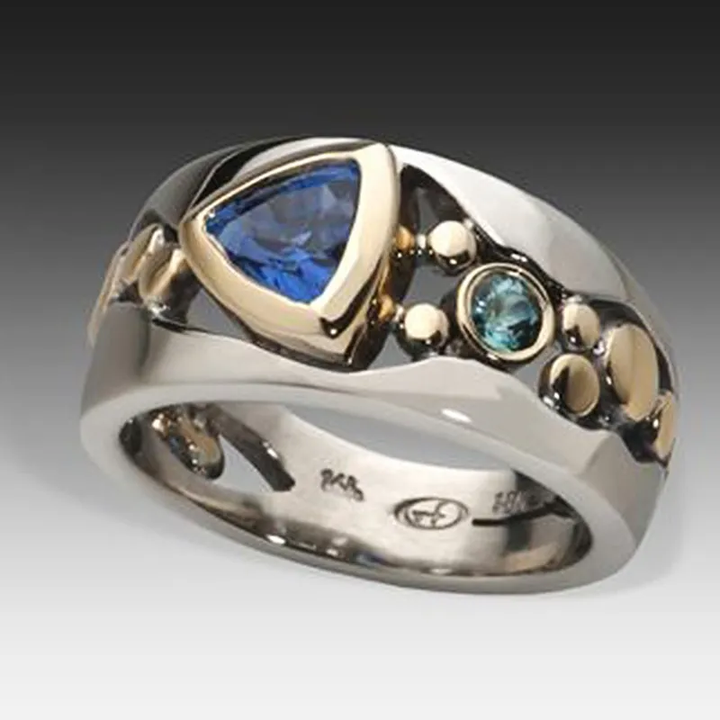 Bague en Cristal Bleu Vintage