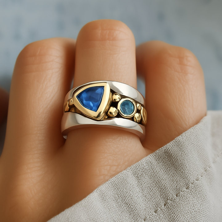 Bague en Cristal Bleu Vintage