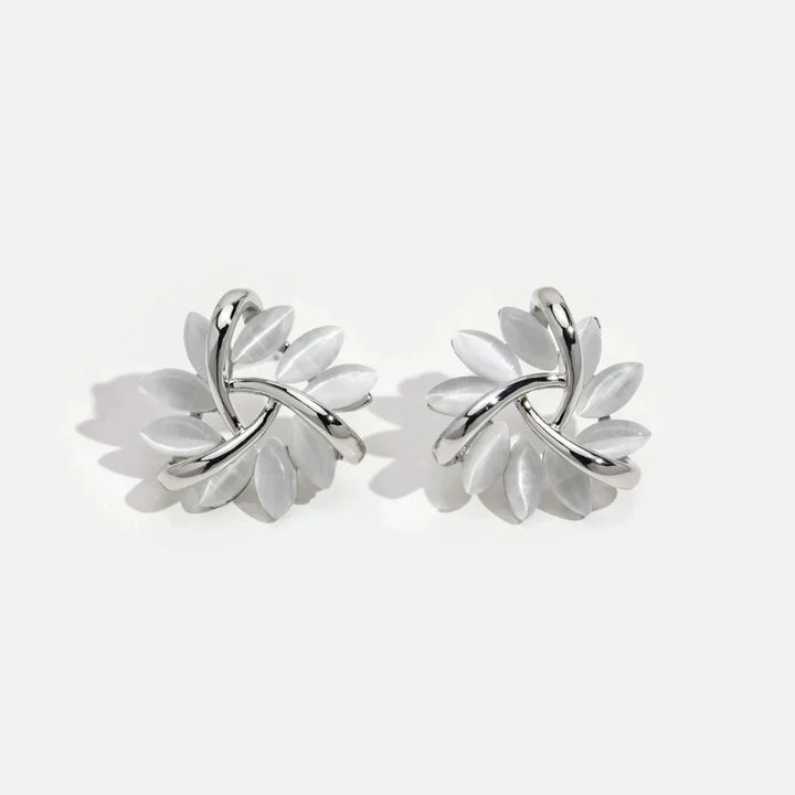 Boucles d'oreilles en or ornées de fleurs d'opale créoles